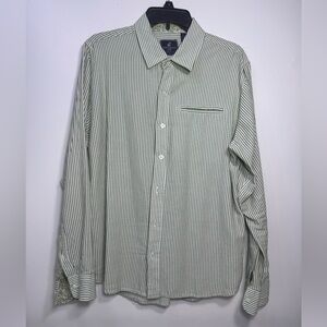 Caribbean Joe Men's Striped Long Sleeve Button-Up Shirt 100%‎ Cotton W Accents L